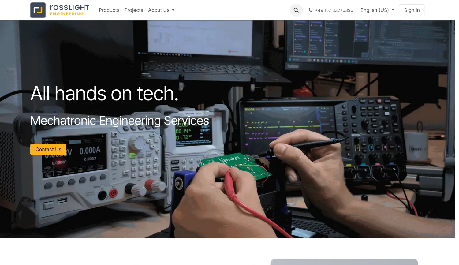 Website der Firma rosslight GmbH