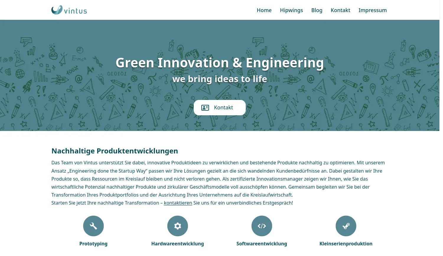 Website der Firma Vintus GmbH