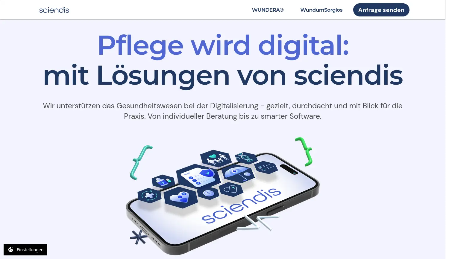 Website der Firma sciendis GmbH