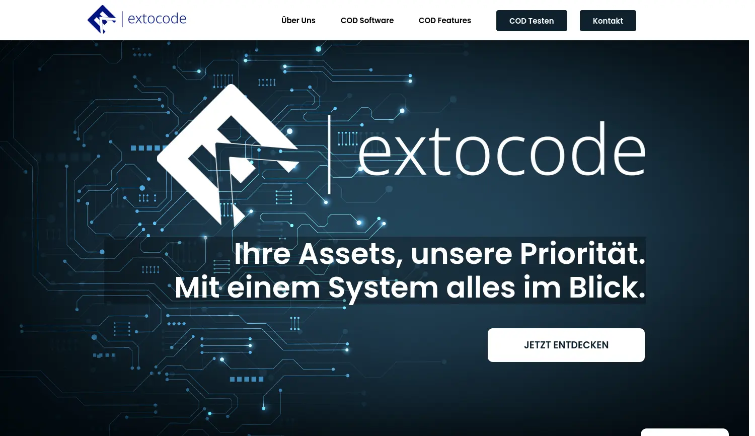 Website der Firma extocode GmbH