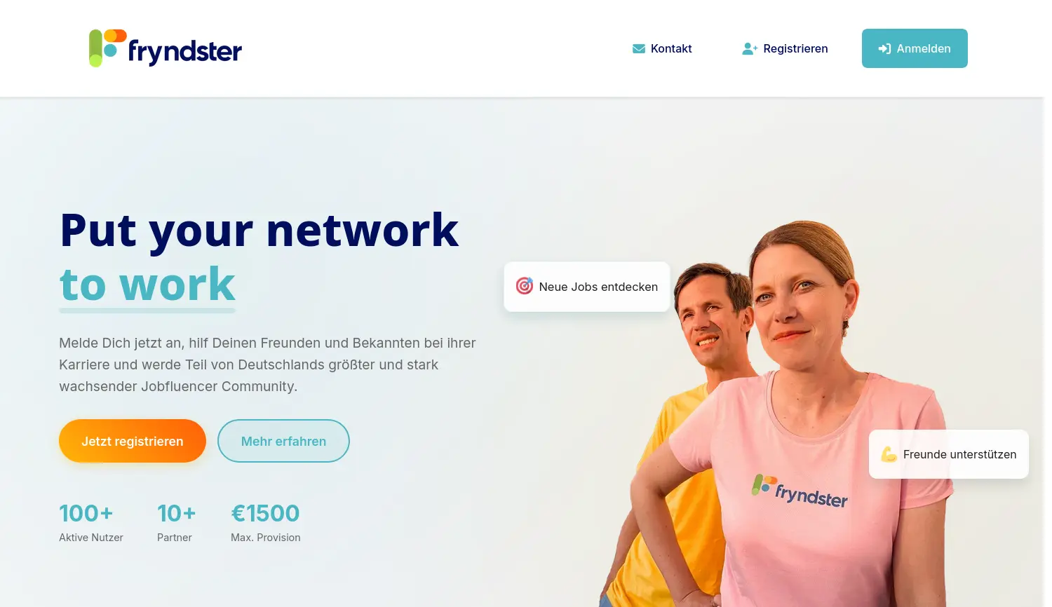 Website der Firma Fryndster GmbH