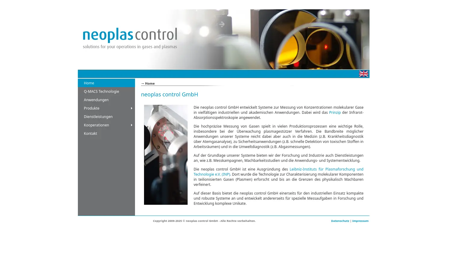 Website der Firma neoplas control GmbH