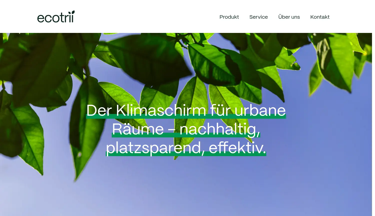 Website der Firma ecotrii GmbH