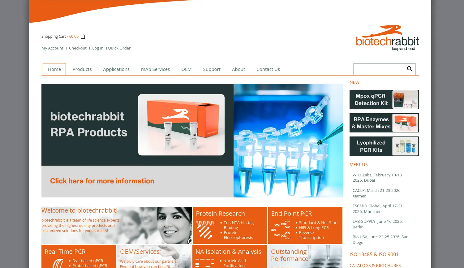 Website der Firma biotechrabbit GmbH