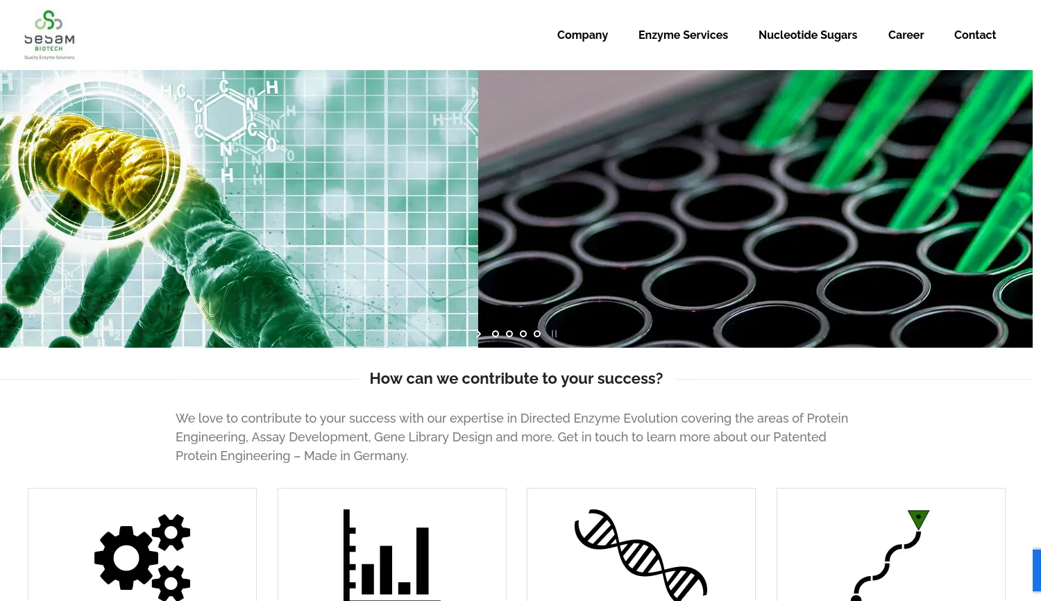 Website der Firma SeSaM-Biotech GmbH