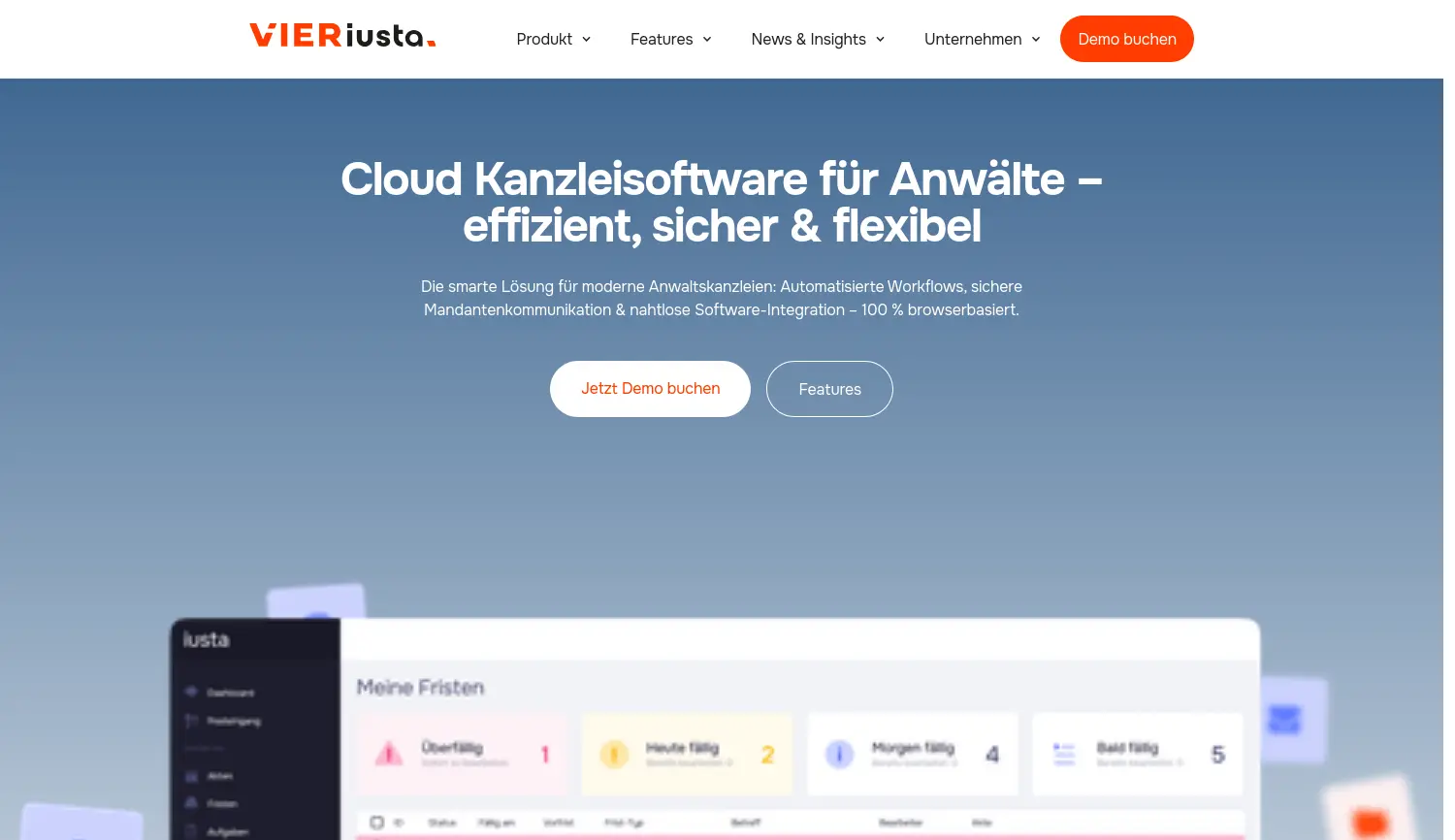 Website der Firma VIER iusta GmbH
