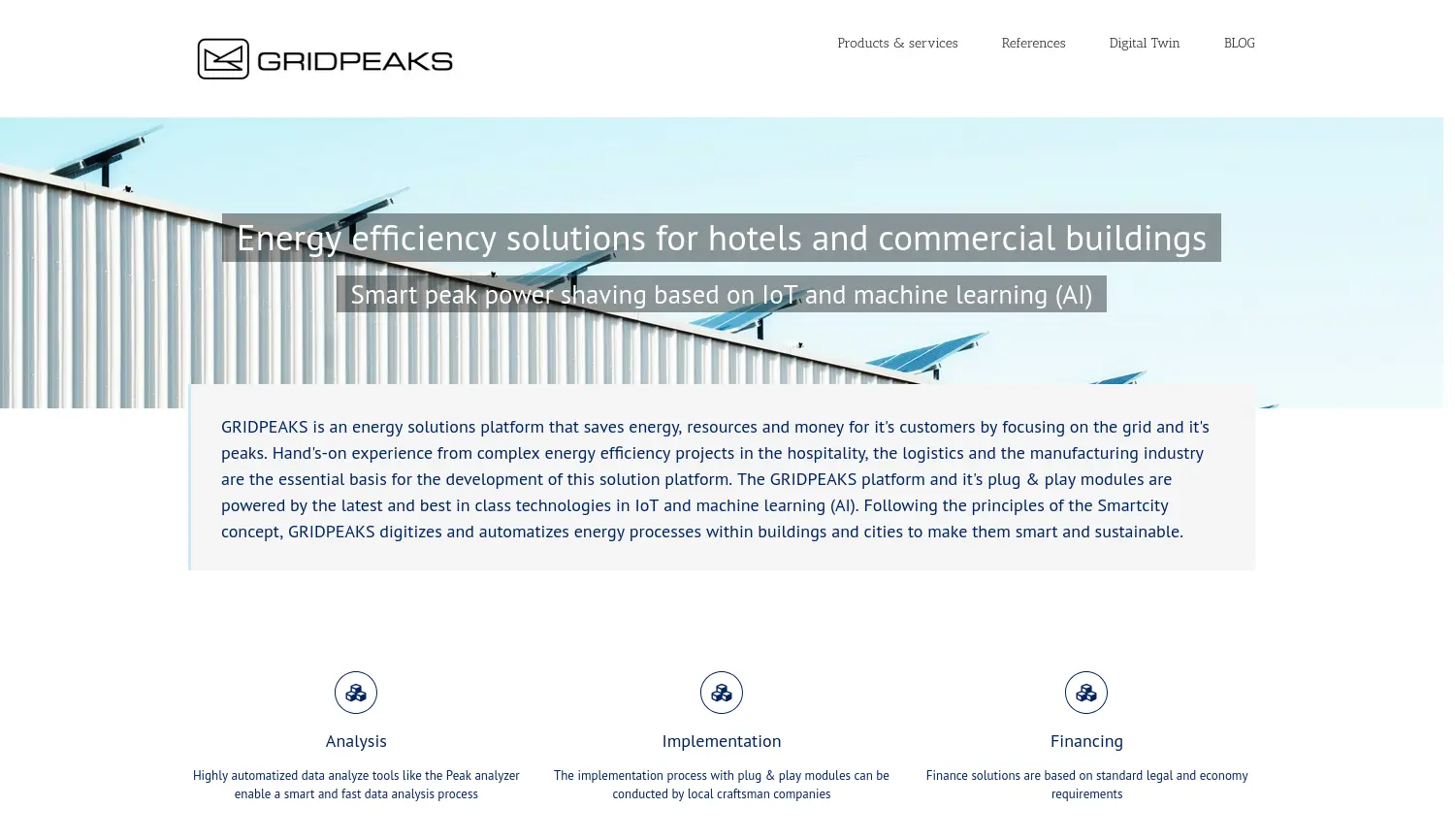 Website der Firma GRIDPEAKS GmbH