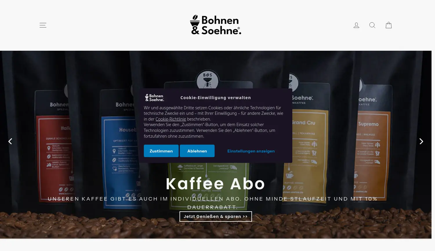 Website der Firma Bohnen & Soehne