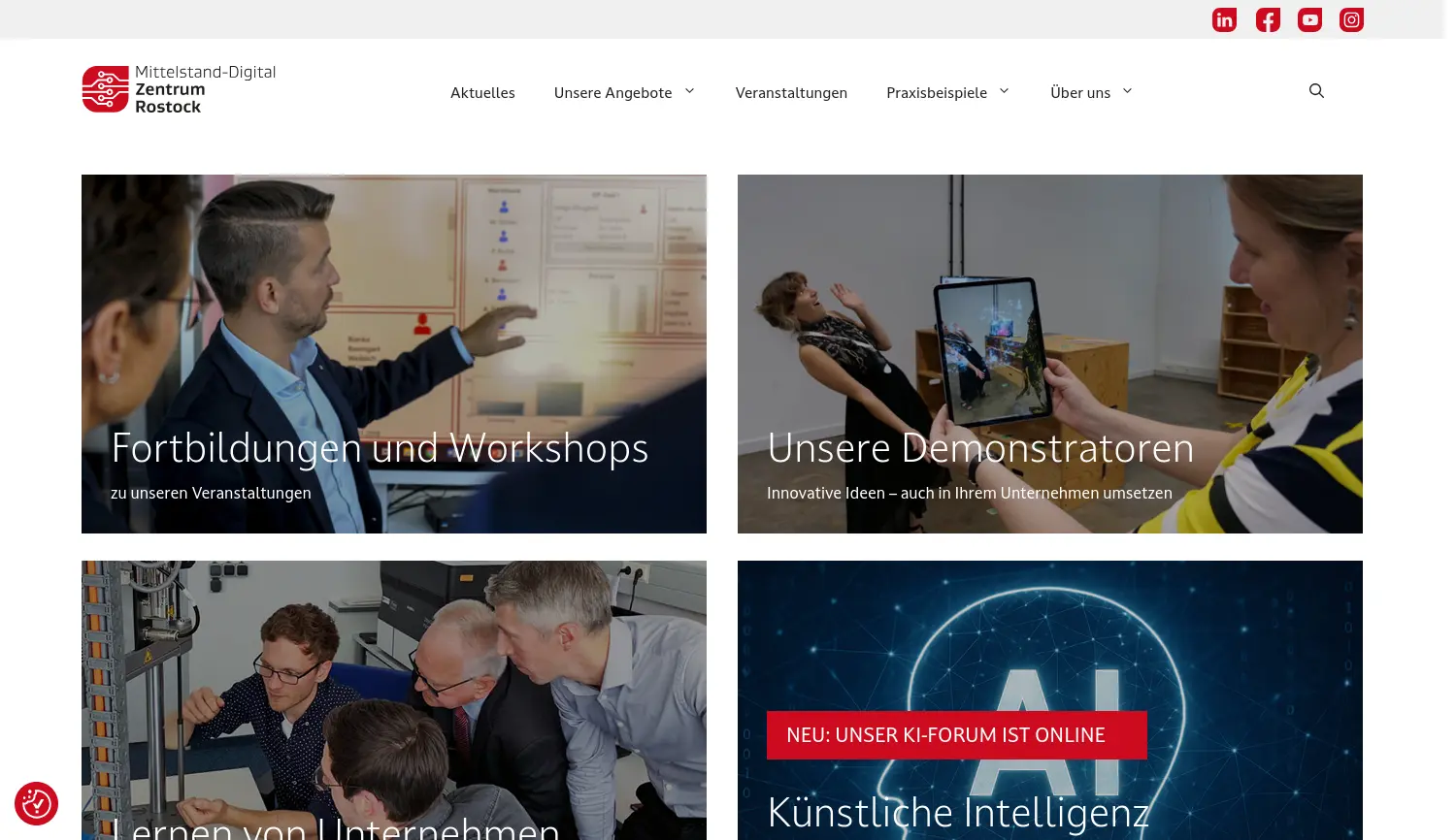 Website der Firma Universitätsmedizin Rostock