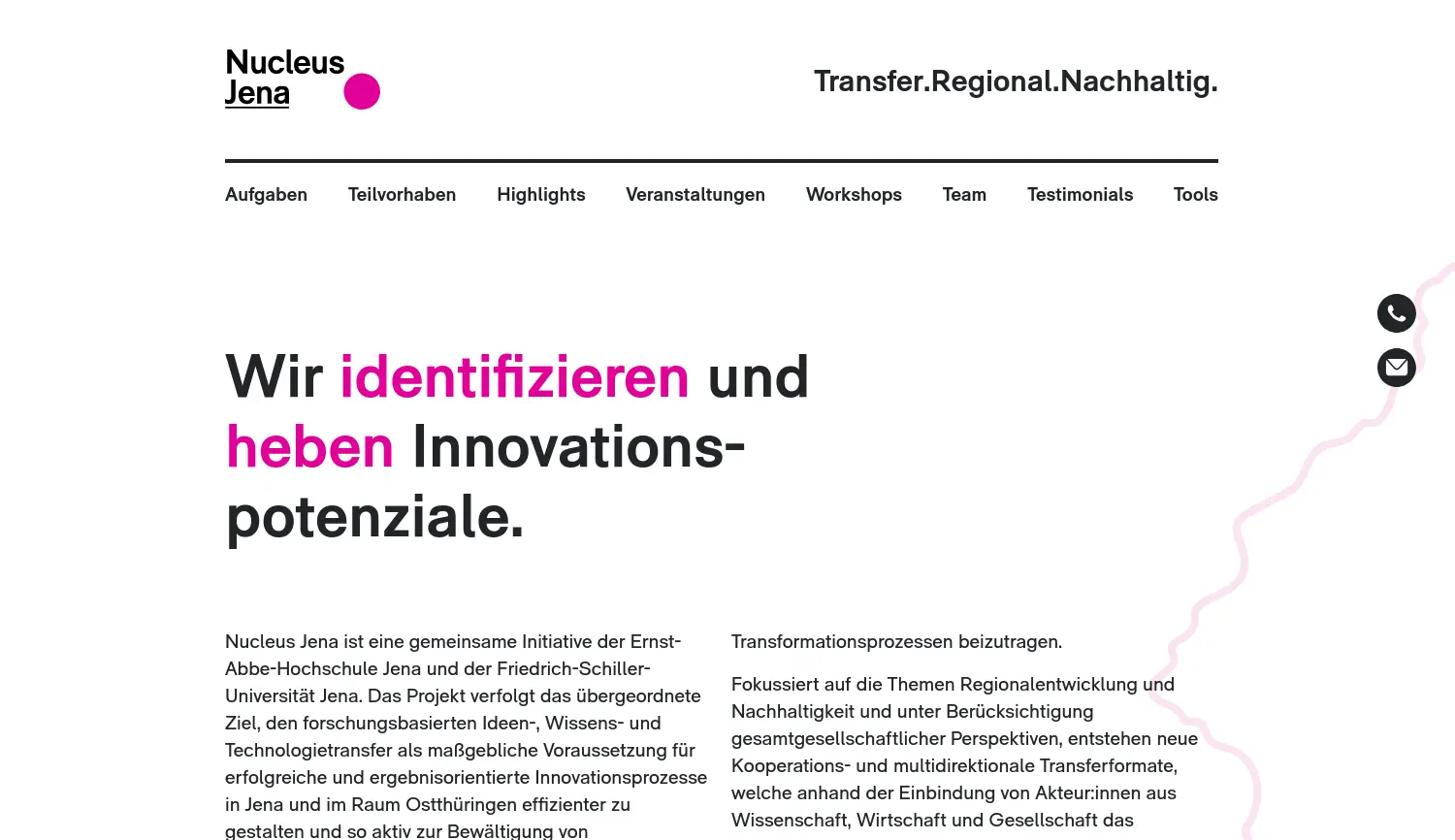 Website der Firma Nucleus Jena