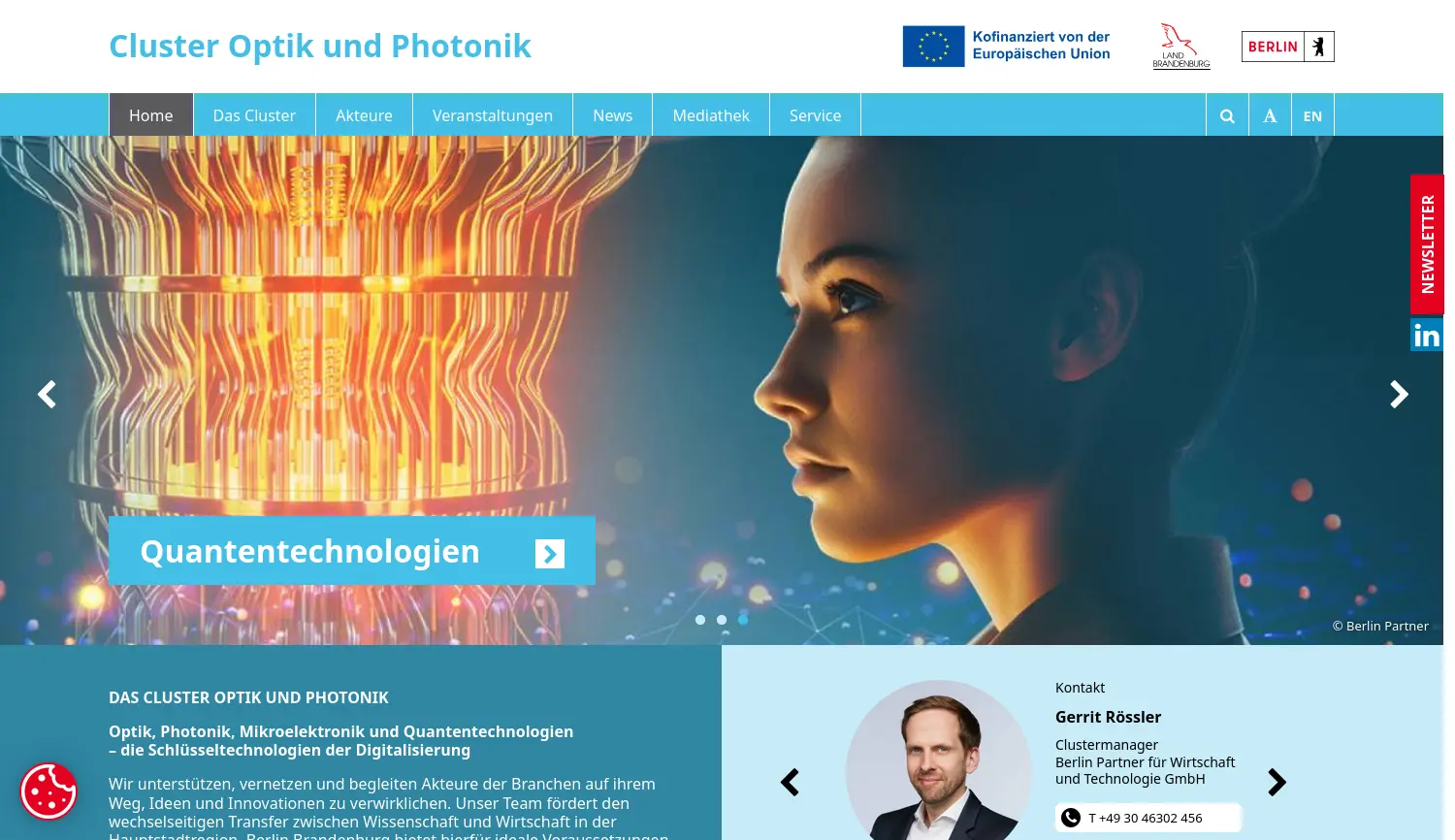 Website der Firma Berlin Partner für Wirtschaft und Technologie GmbH
