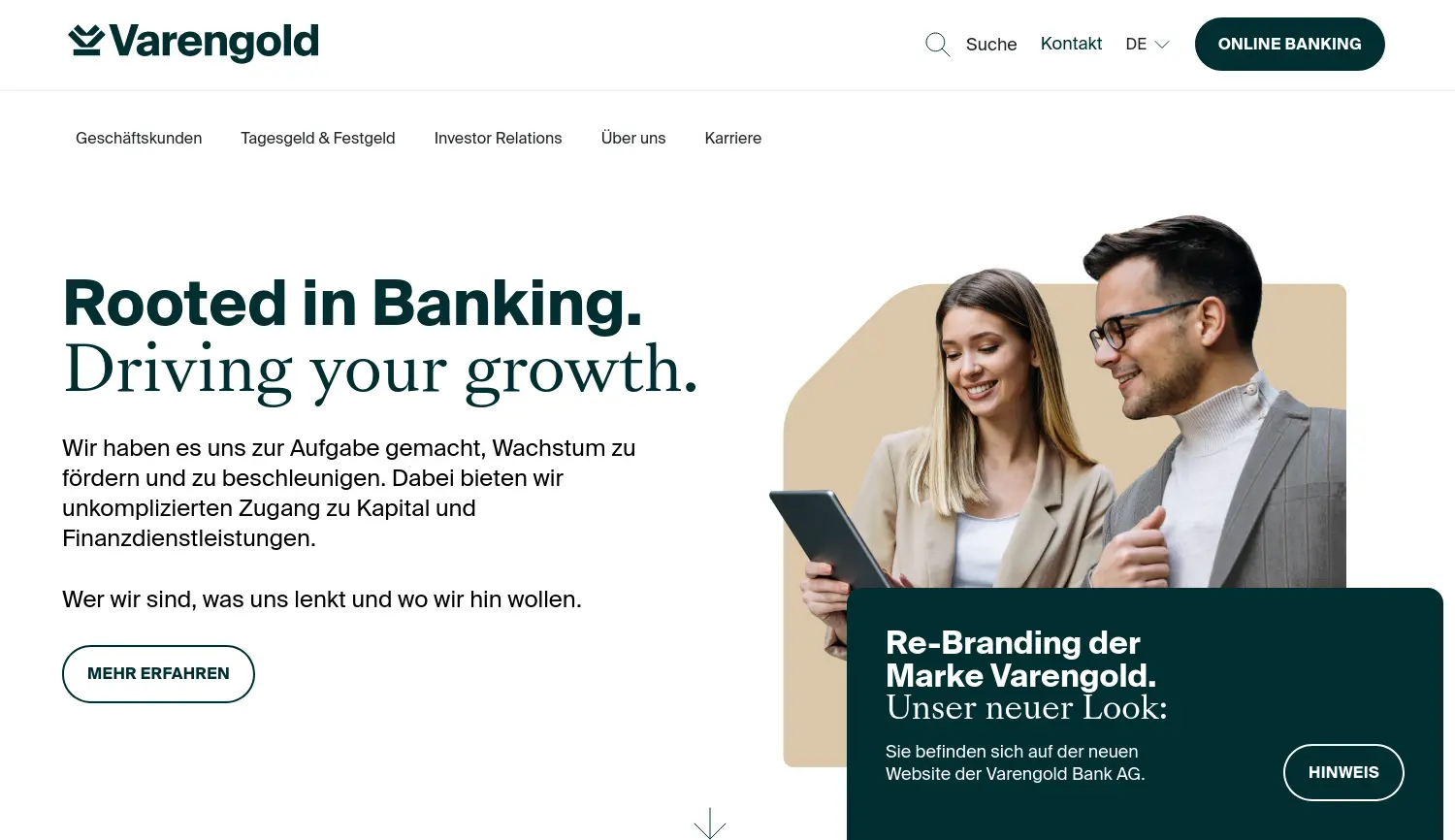 Website der Firma Varengold Bank AG