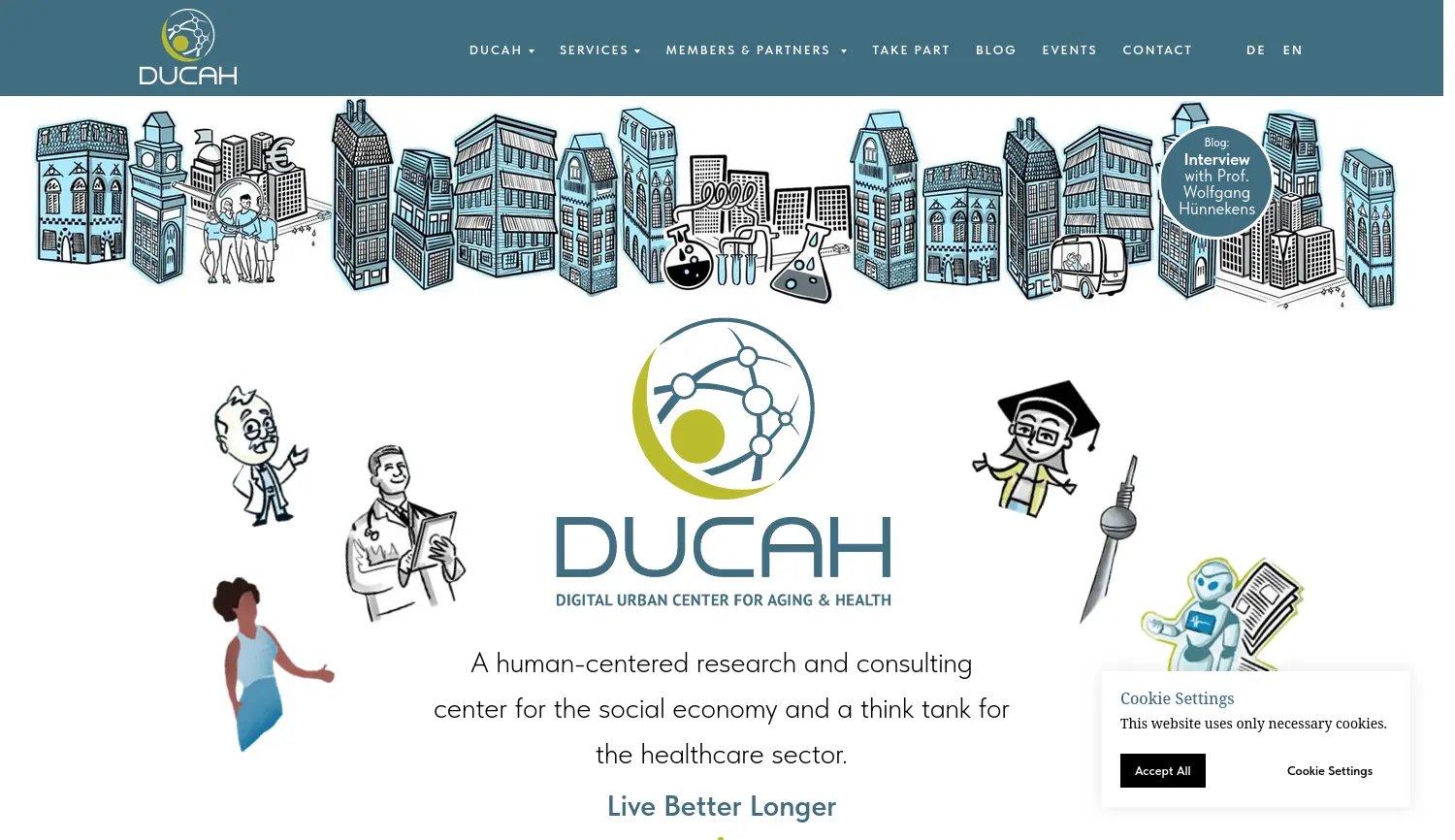 Website der Firma Digital Urban Center for Aging and Health eG