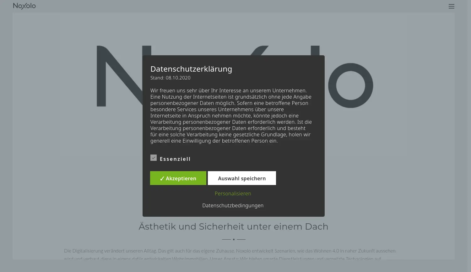 Website der Firma Noxolo