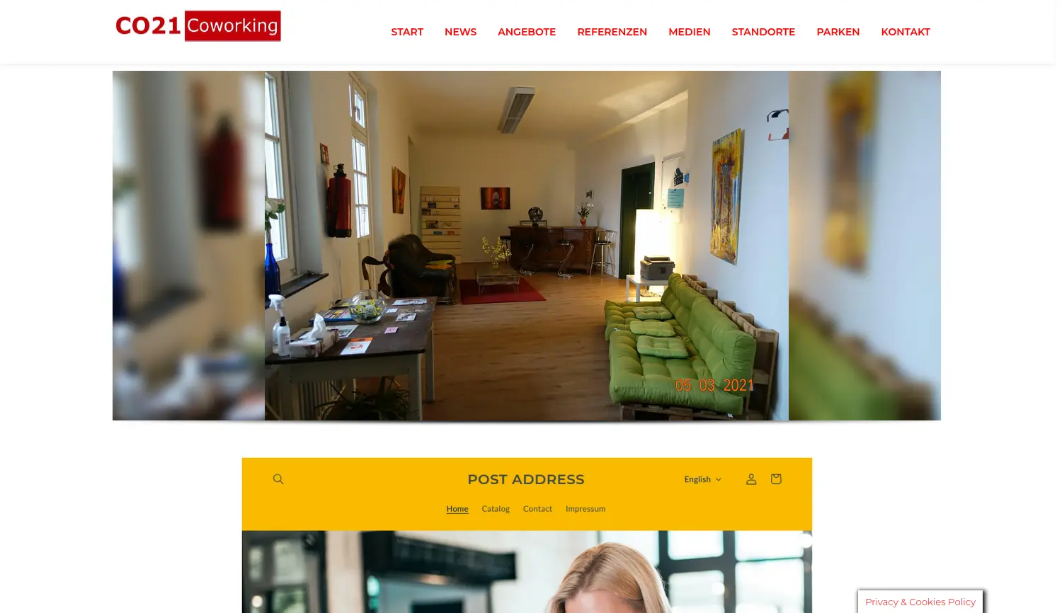 Website der Firma CO21 Coworking GmbH