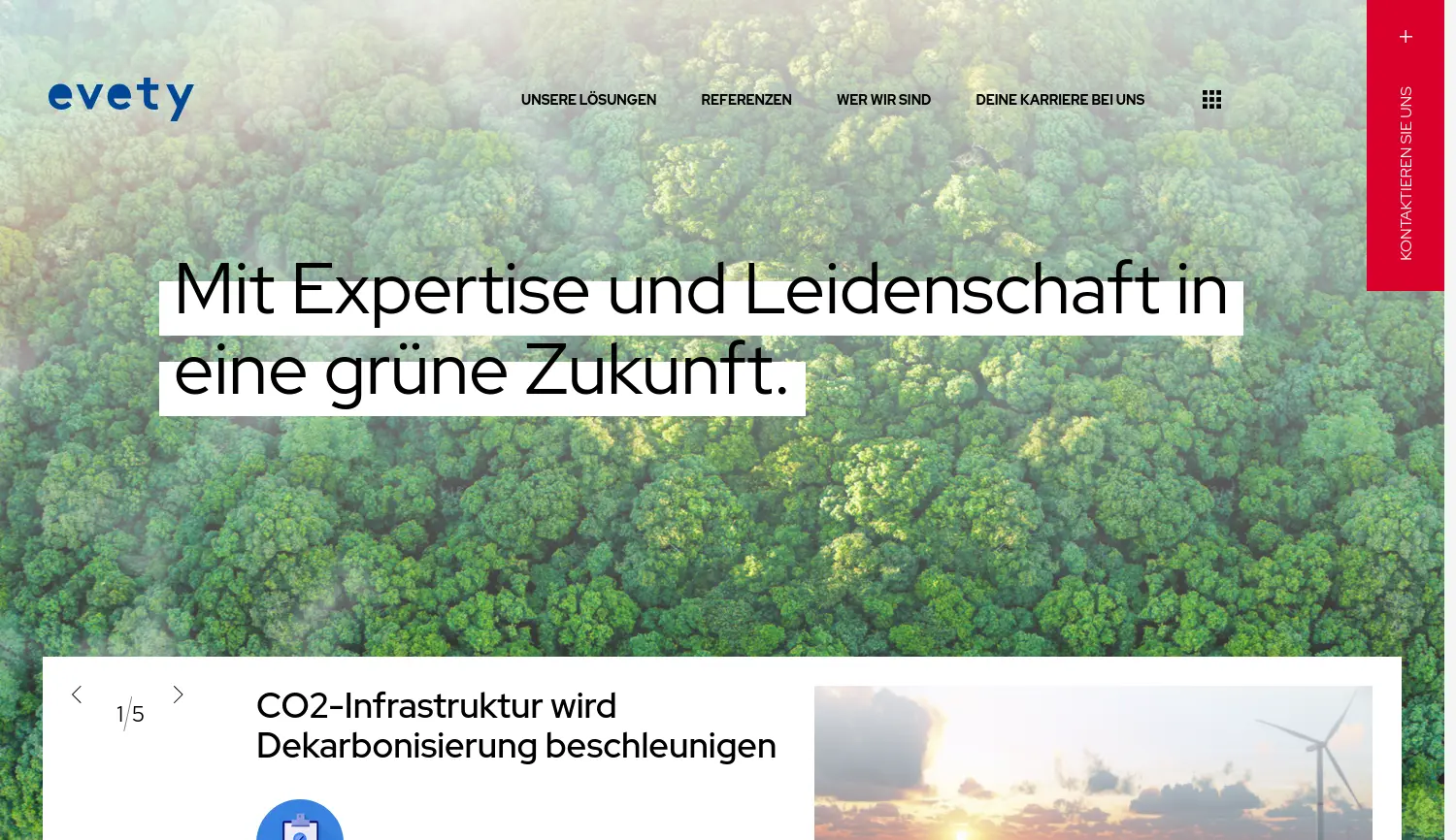 Website der Firma evety GmbH