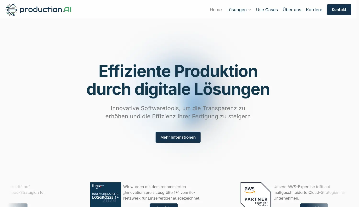 Website der Firma production.AI GmbH