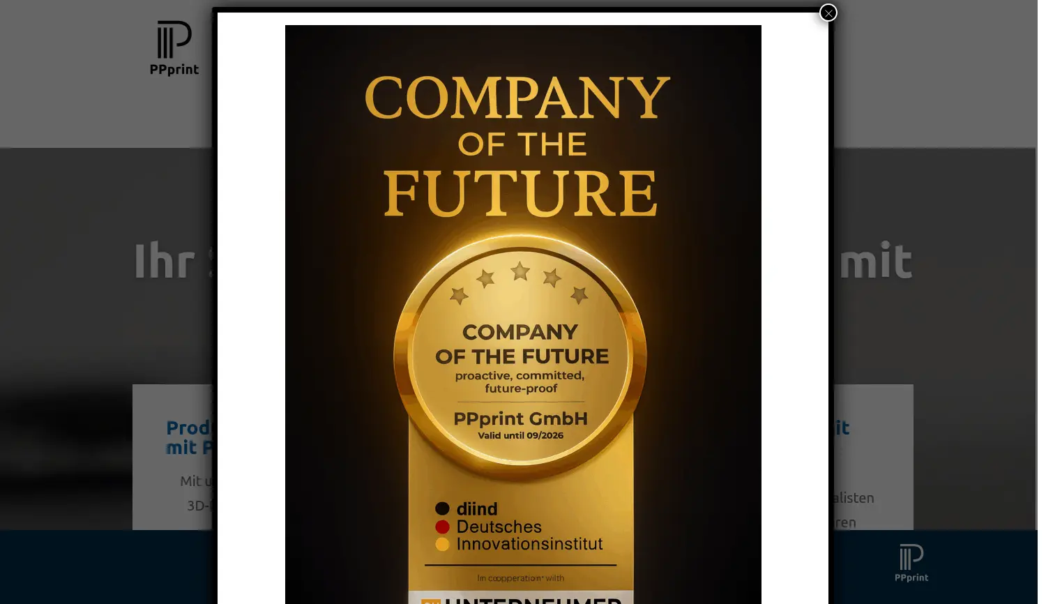 Website der Firma PPprint GmbH