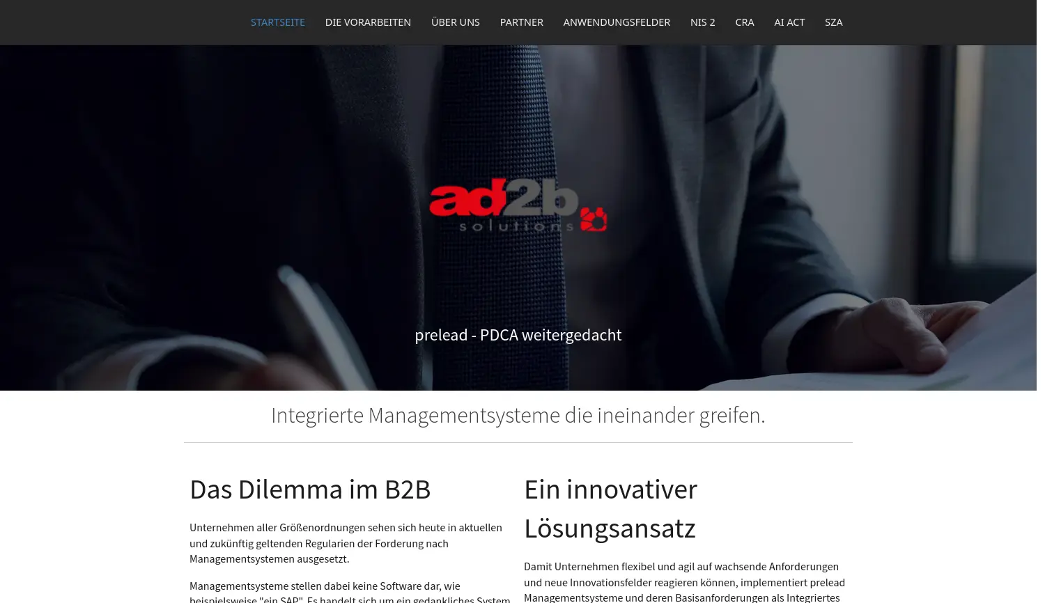 Website der Firma ad2b-solutions GmbH