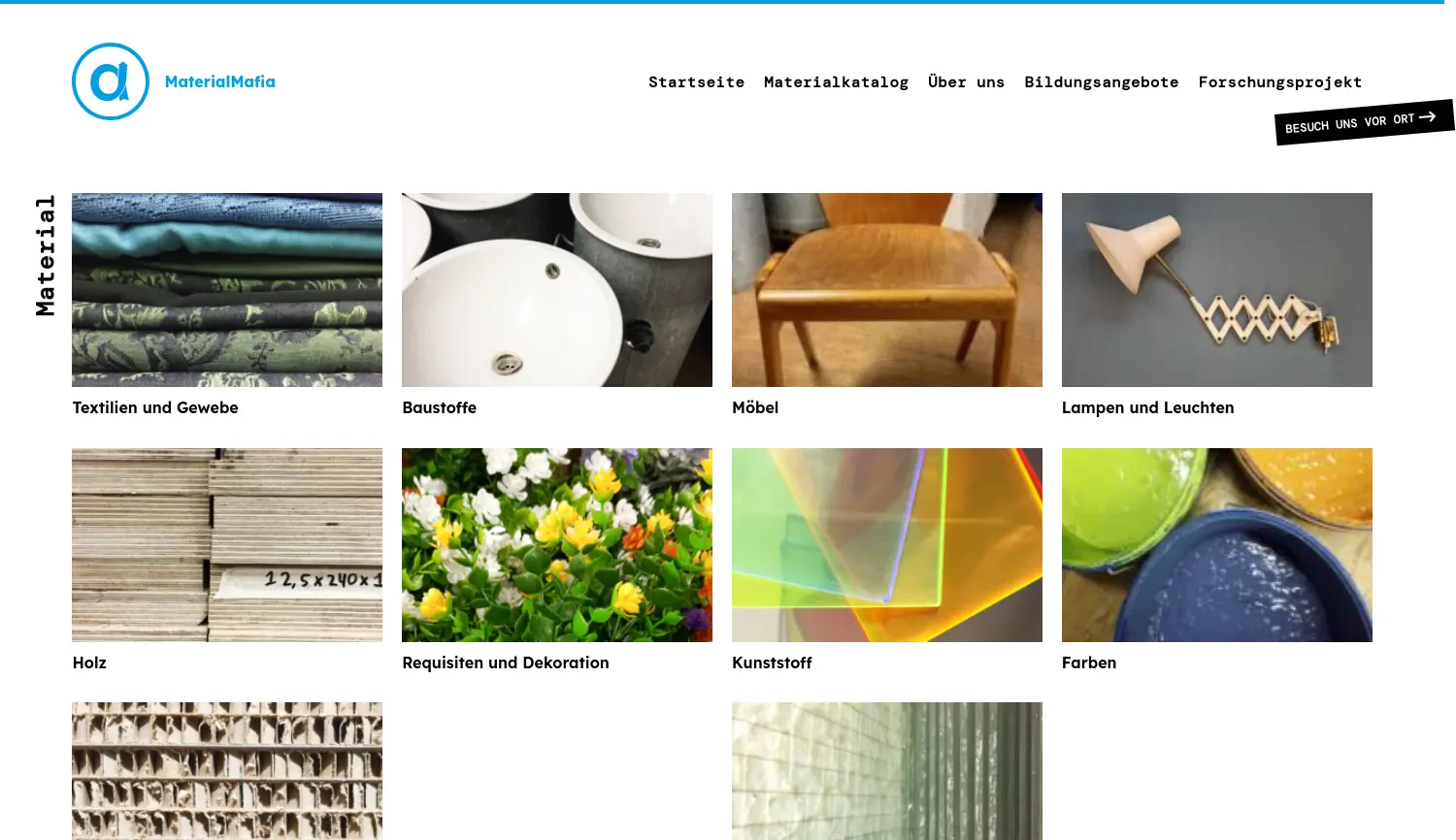 Website der Firma Material Mafia