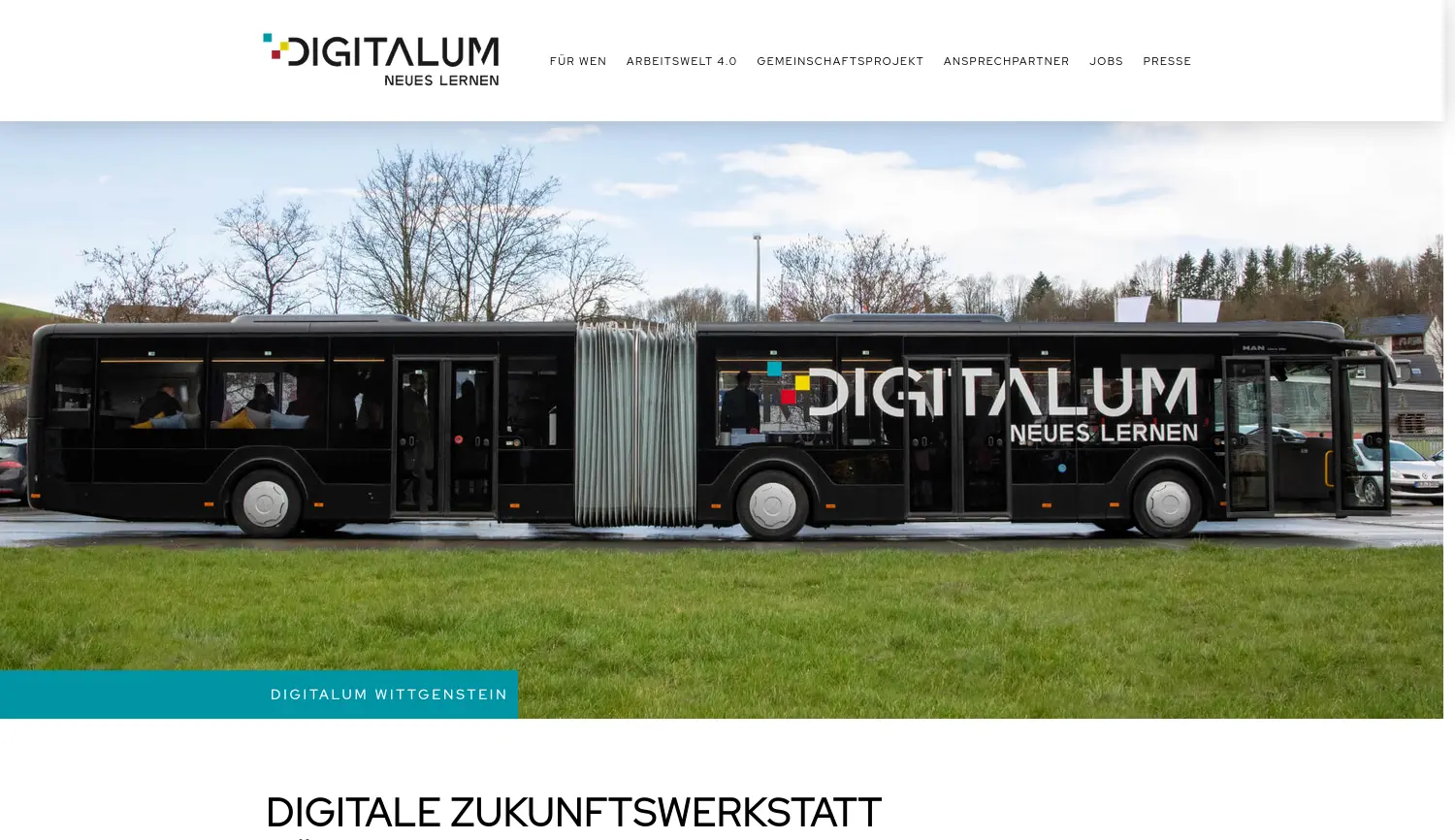 Website der Firma DIGITALUM Wittgenstein gGmbH