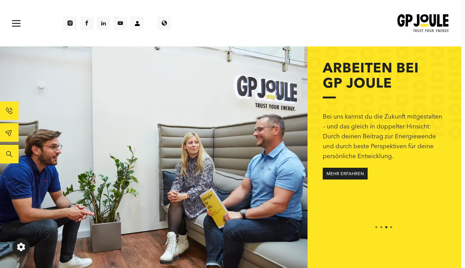 Website der Firma GP JOULE GmbH