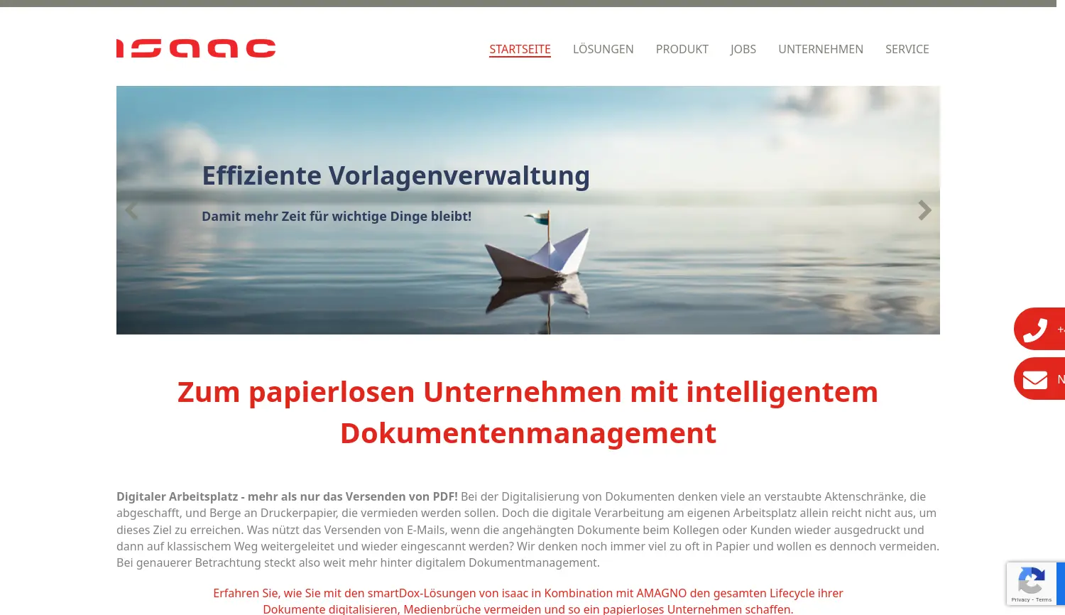 Website der Firma isaac GmbH