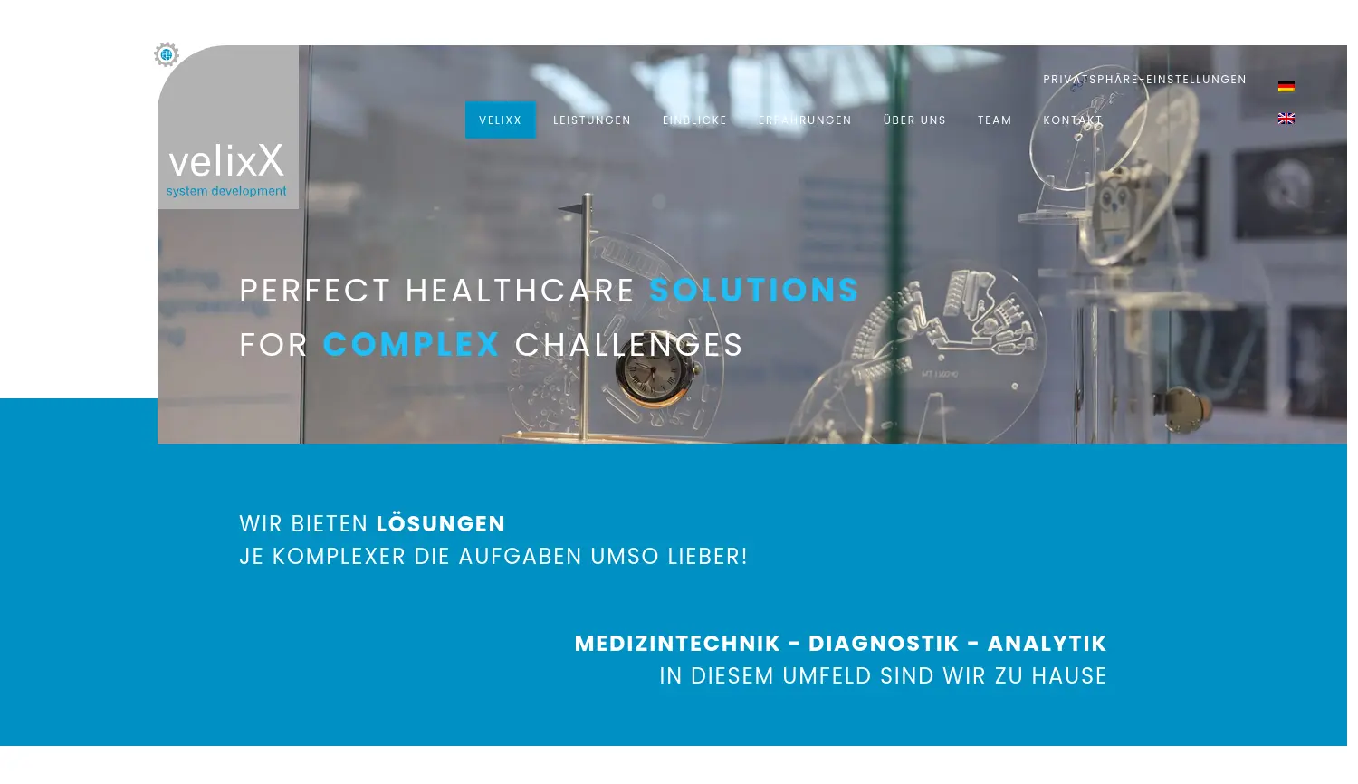 Website der Firma velixX GmbH