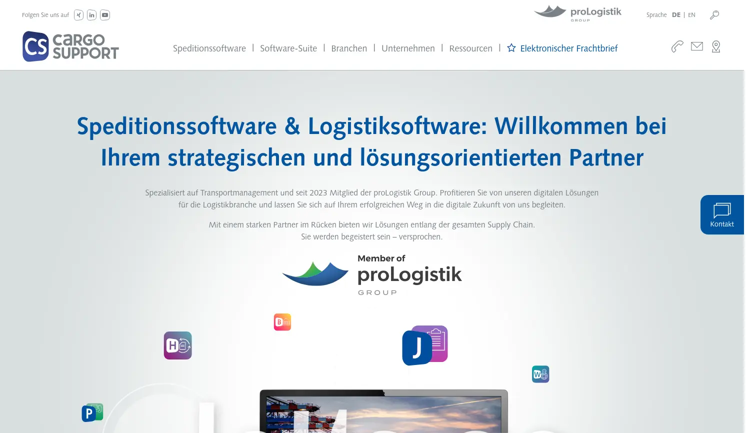 Website der Firma cargo support GmbH & Co. KG