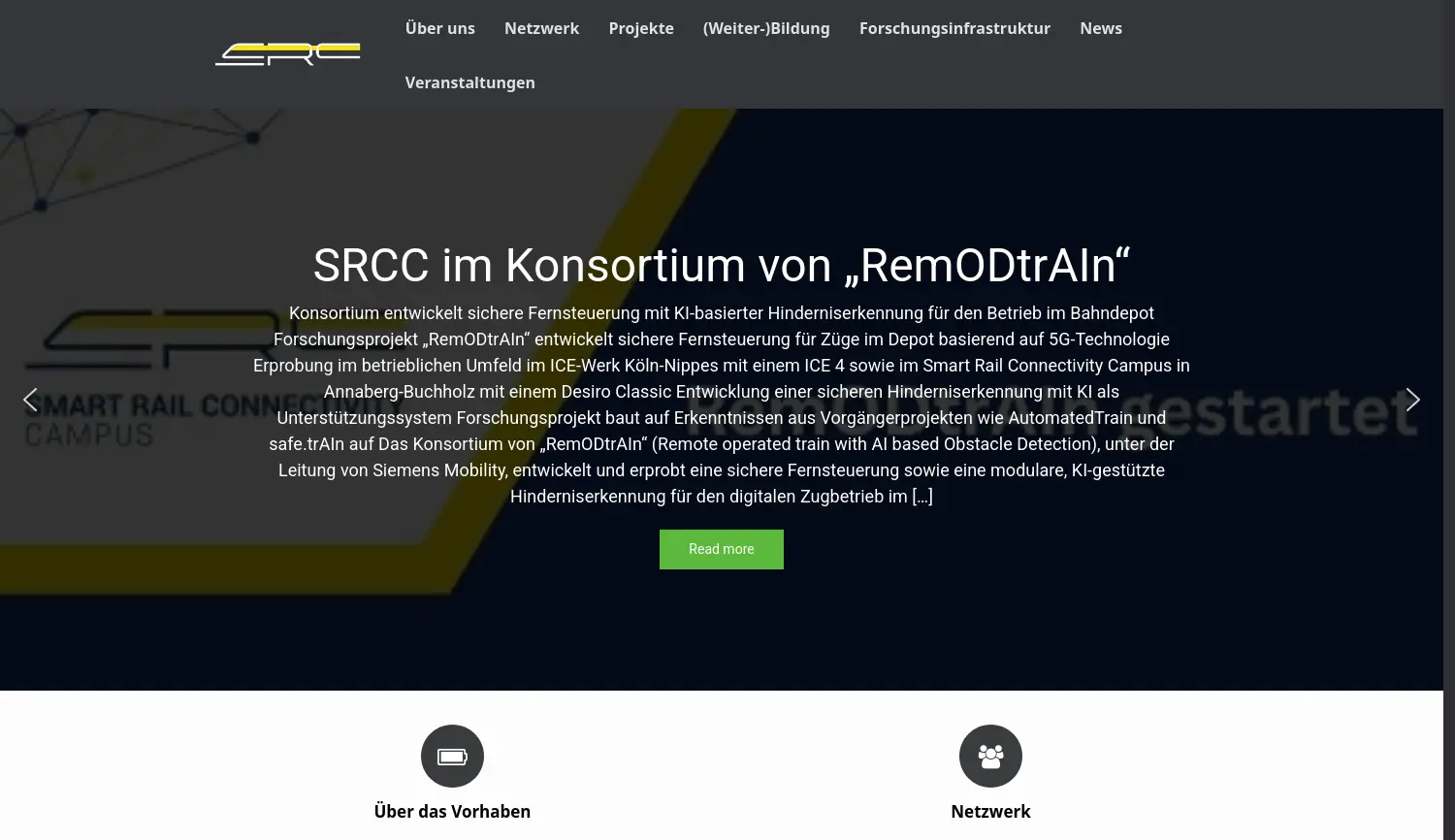 Website der Firma Smart Rail Connectivity Campus e.V.