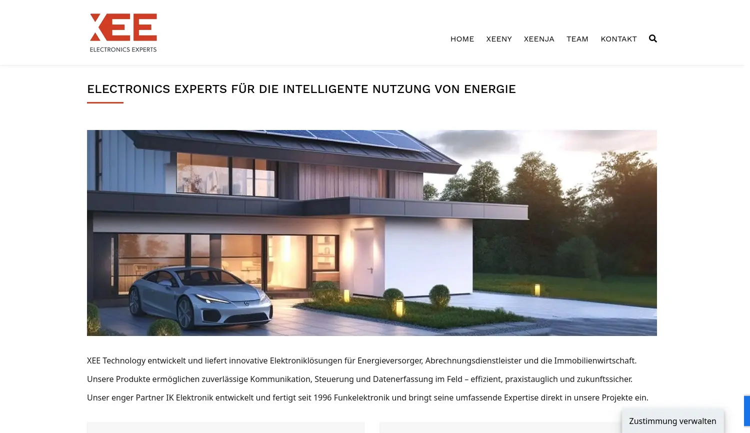 Website der Firma XEE Technology GmbH