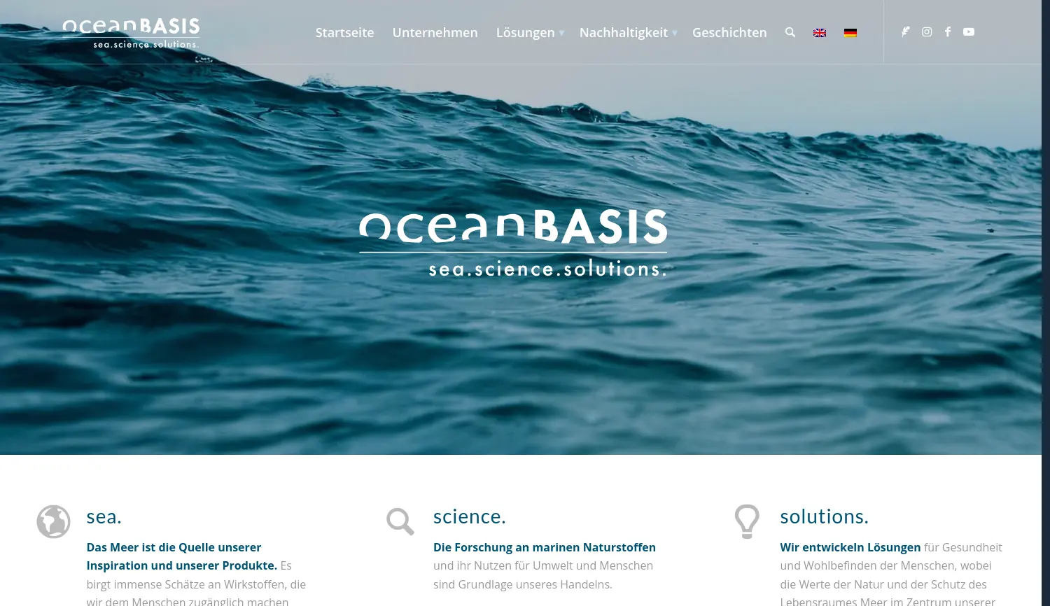 Website der Firma oceanBASIS GmbH
