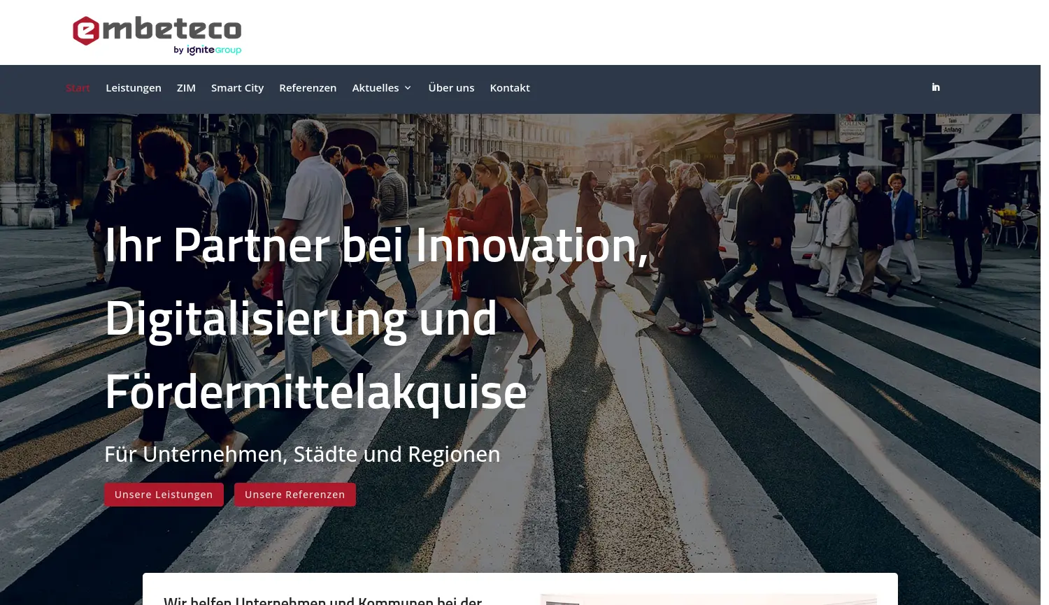 Website der Firma embeteco GmbH & Co. KG
