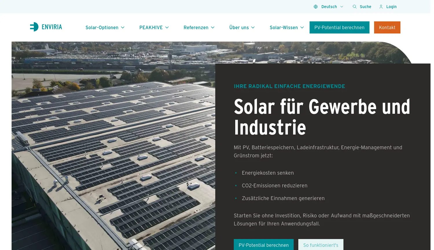 Website der Firma ENVIRIA Energy Holding GmbH