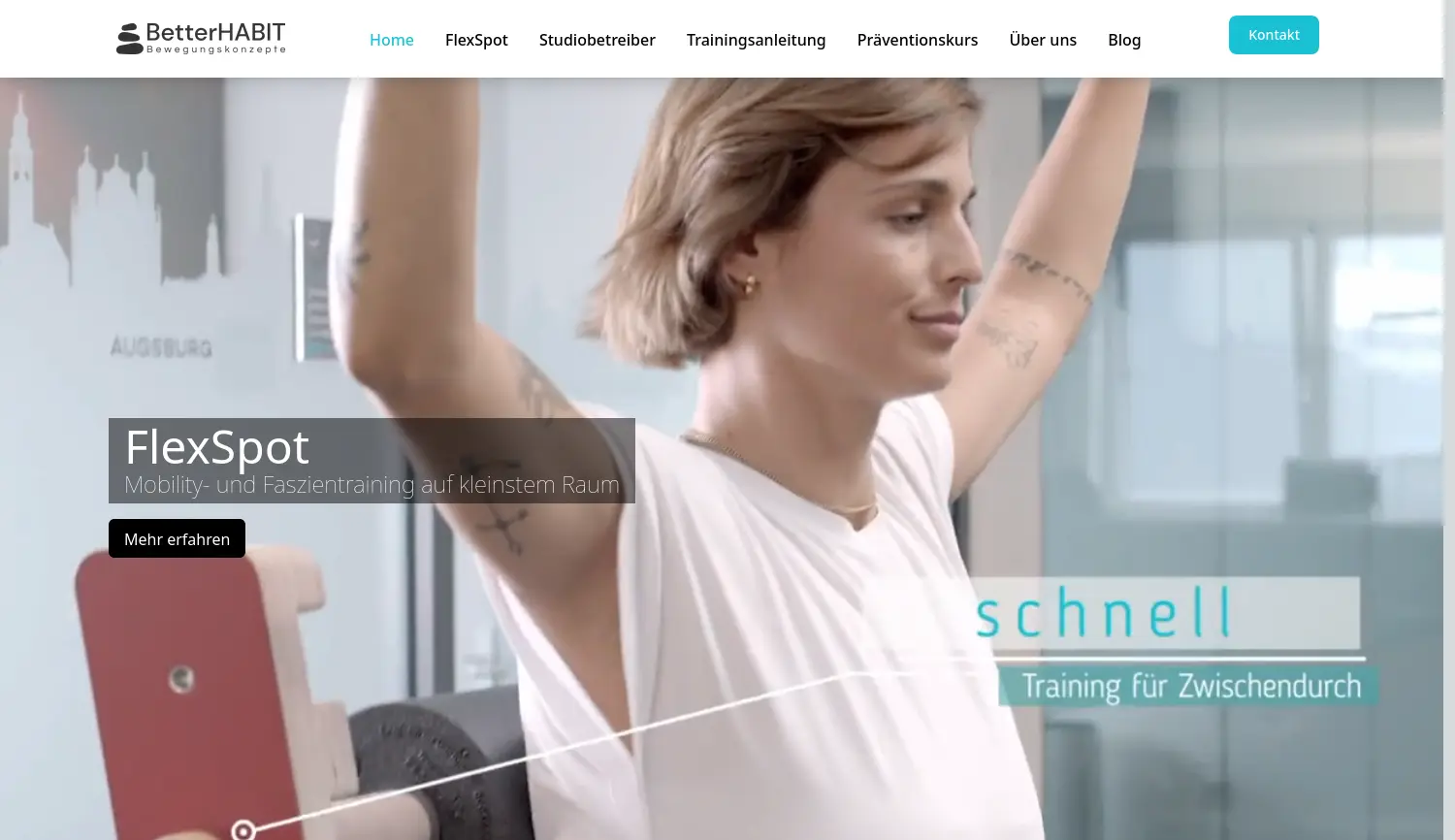 Website der Firma BetterHABIT Bewegungskonzepte - Tobias Hoferichter Personal Training