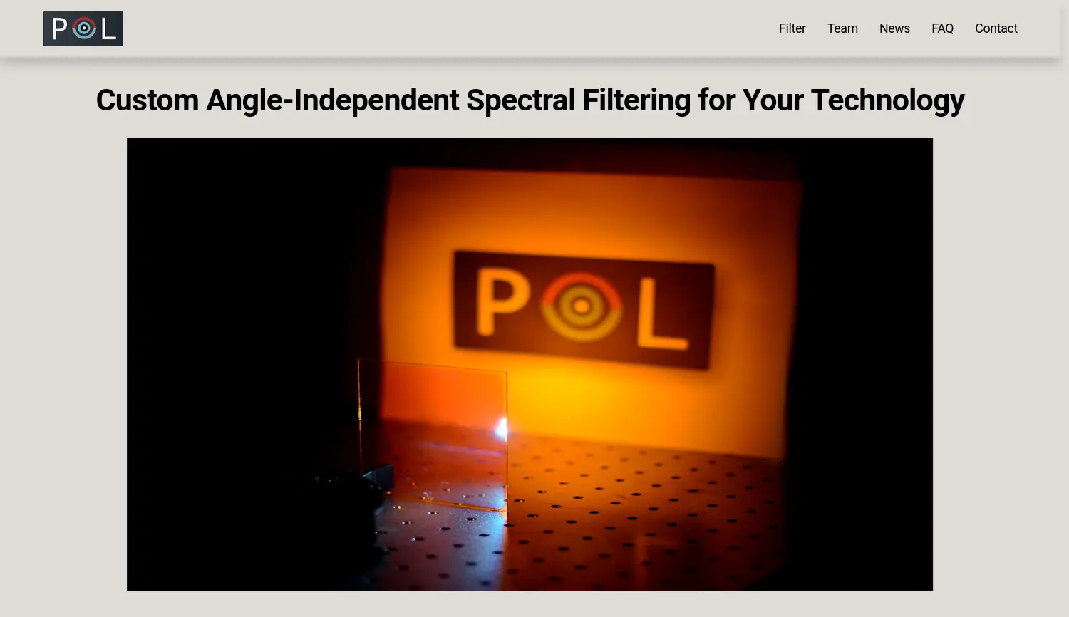 Website der Firma PoLightFilters