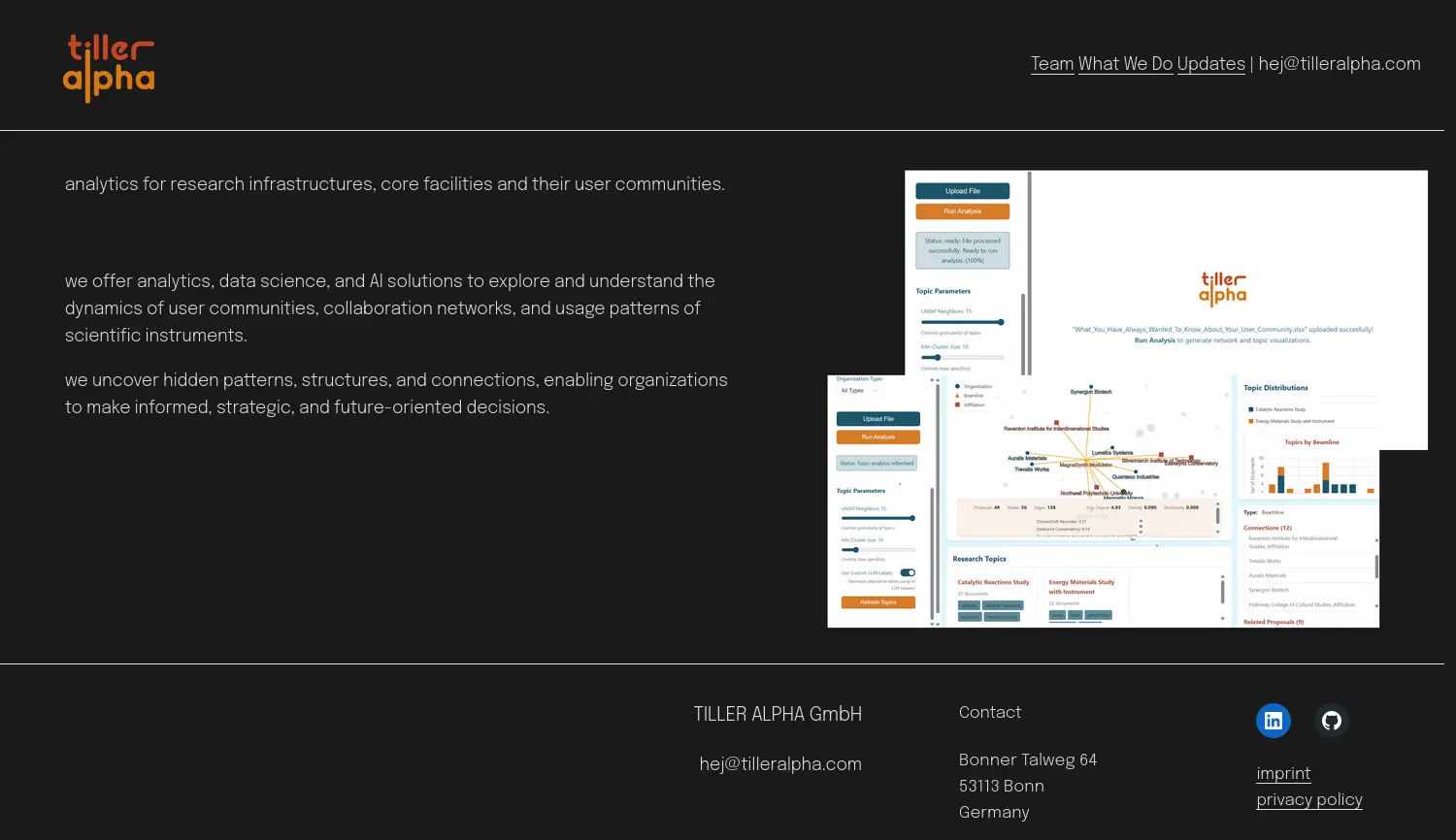 Website der Firma TILLER ALPHA GmbH
