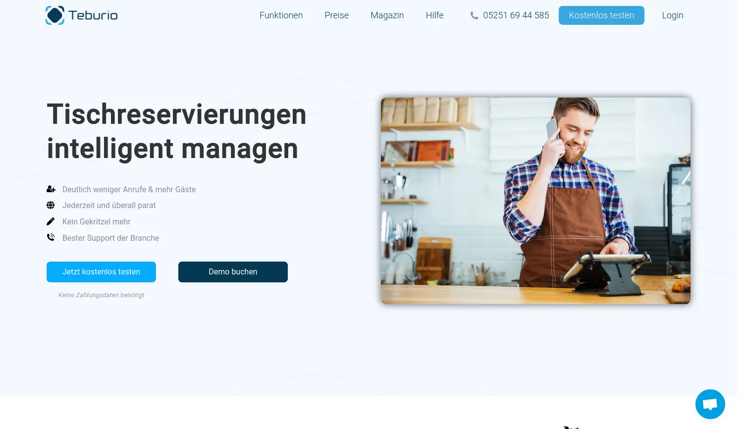 Website der Firma Teburio GmbH
