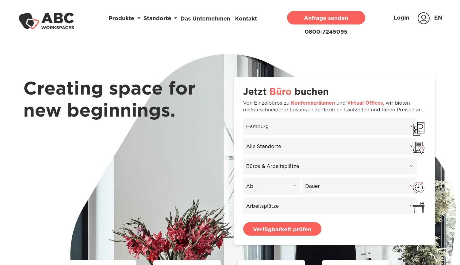 Website der Firma ABC Workspaces GmbH