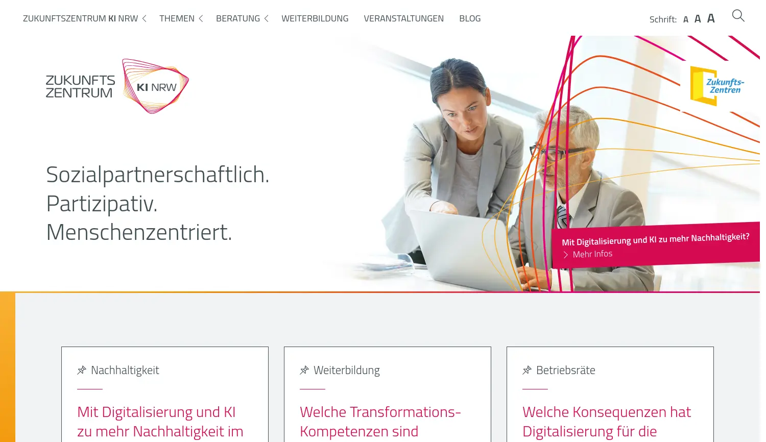 Website der Firma ZENIT GmbH Zentrum für Innovation und Technik in NRW