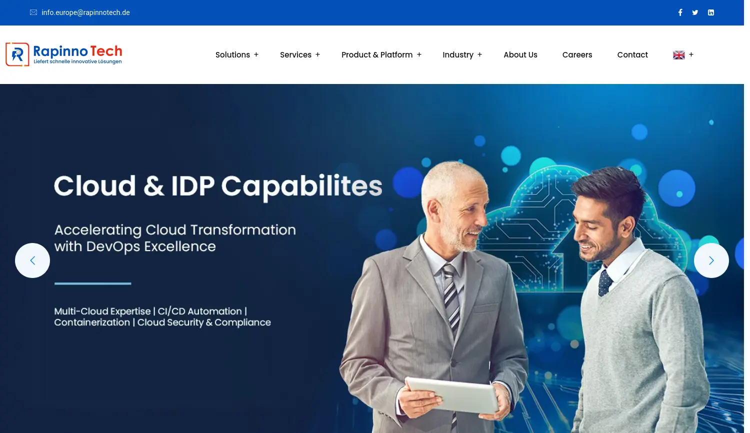 Website der Firma Rapinno Tech Solutions GmbH