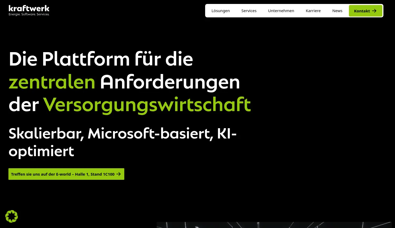 Website der Firma Kraftwerk Software Holding GmbH