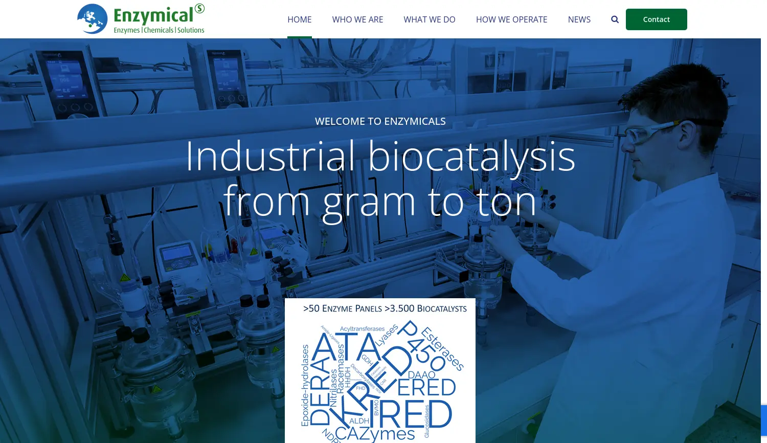 Website der Firma Enzymicals AG