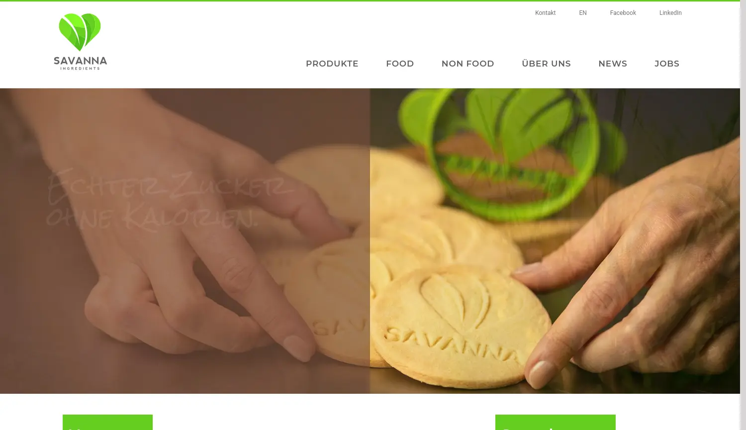 Website der Firma SAVANNA Ingredients GmbH & Co. KG
