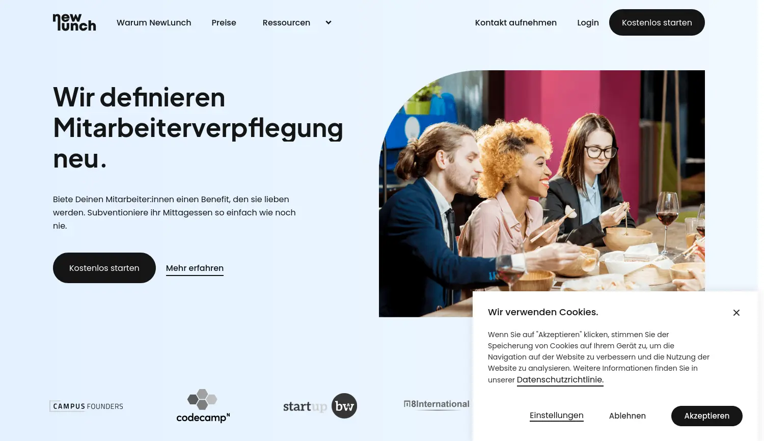 Website der Firma NewLunch GmbH