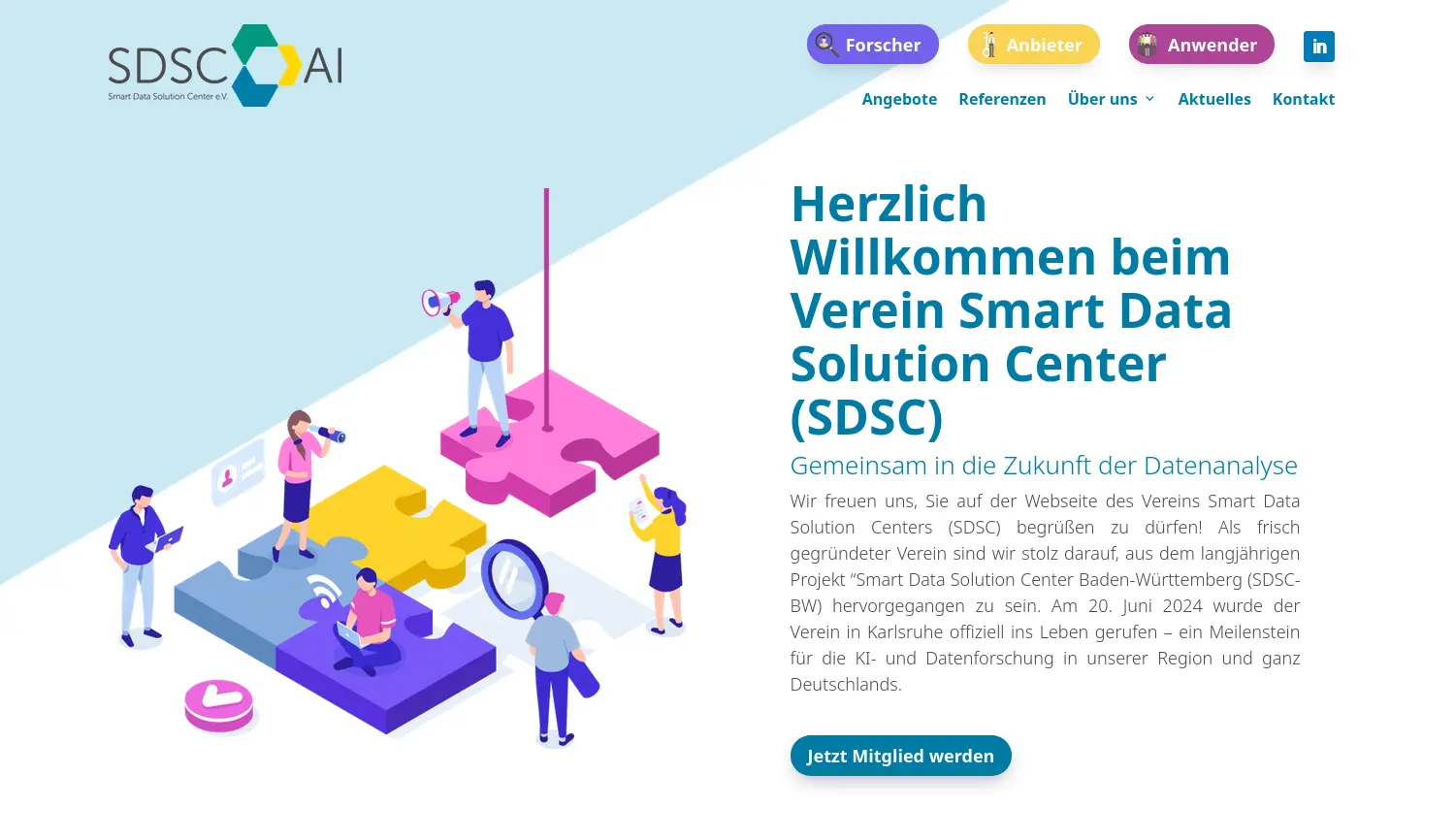 Website der Firma Smart Data Solution Center e.V.
