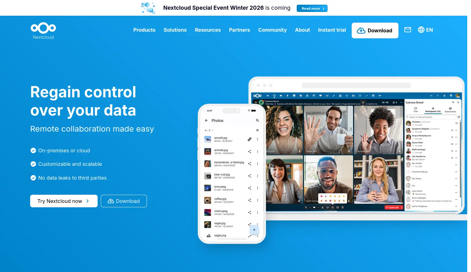 Website der Firma Nextcloud GmbH