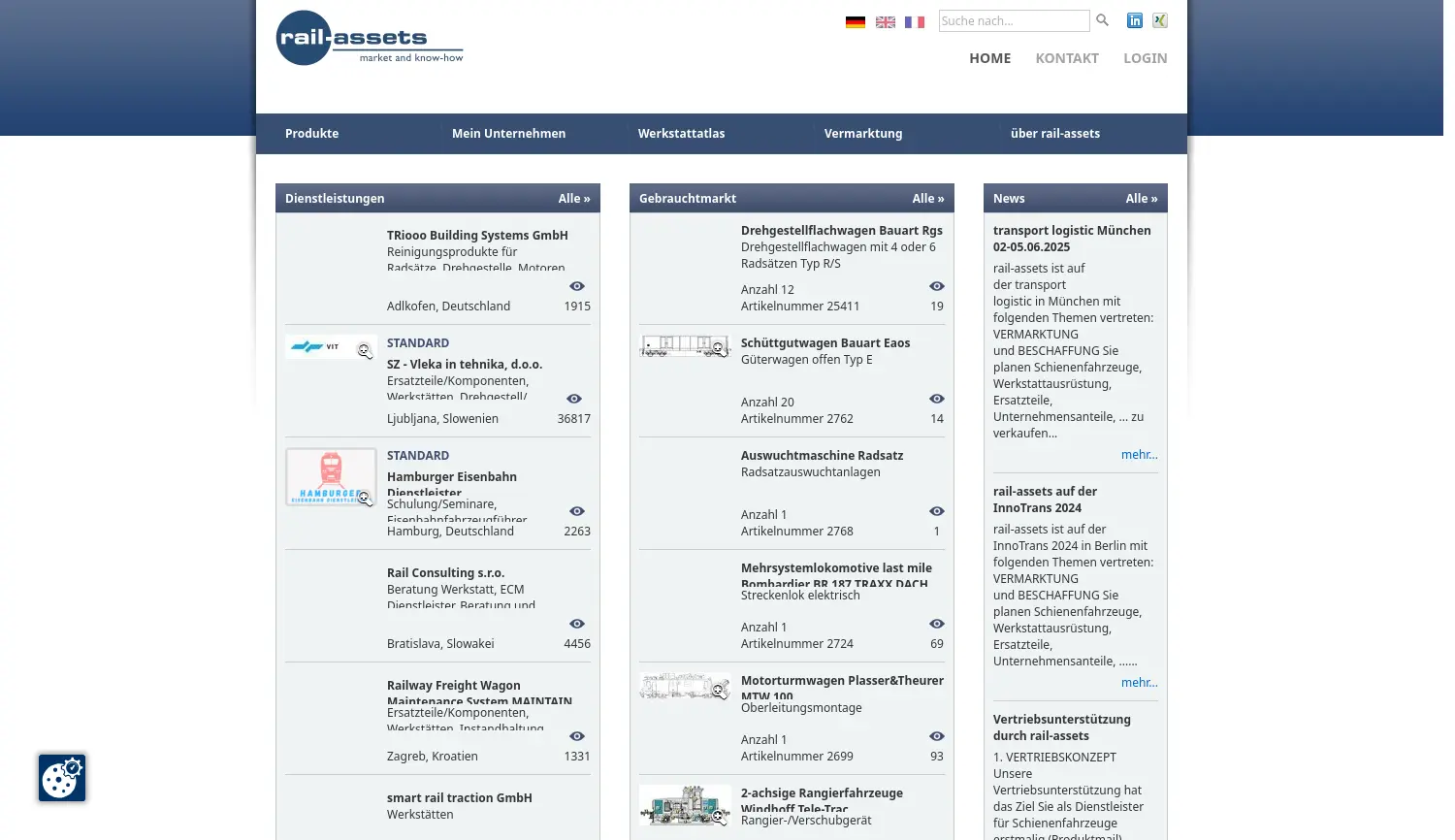 Website der Firma rail-assets Georg Kreitmair e.K.