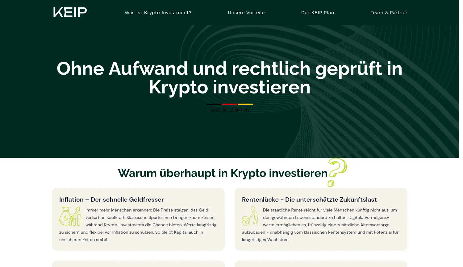 Website der Firma KEIP GmbH