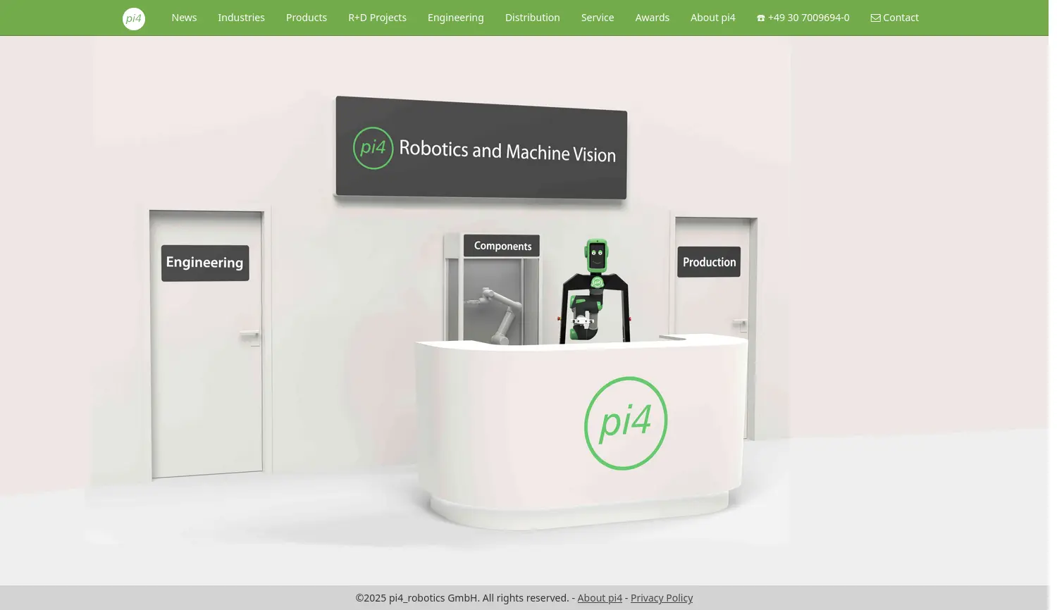 Website der Firma pi4_robotics GmbH